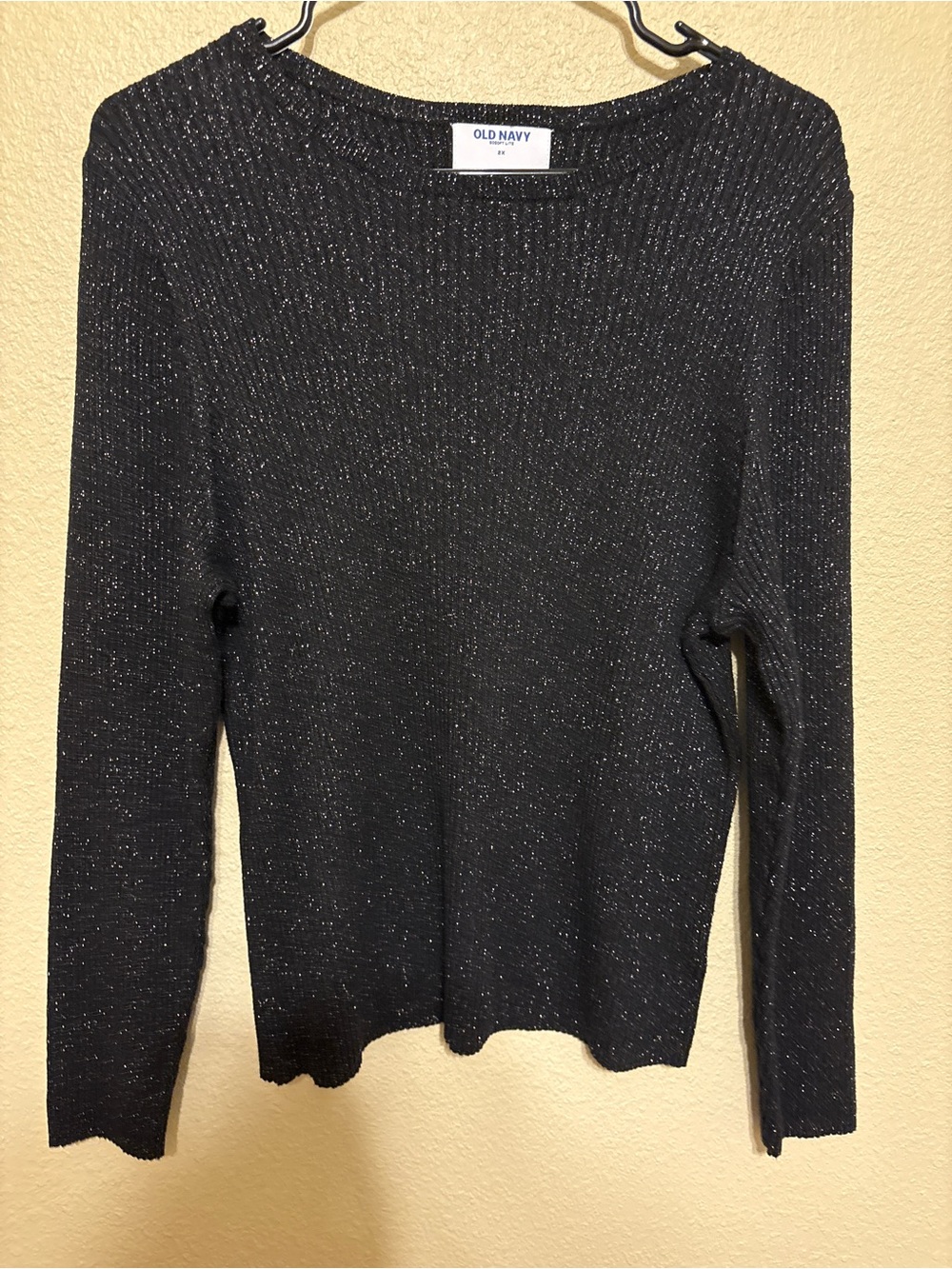 Old Navy Women's Black Metallic Ribbed Sweater